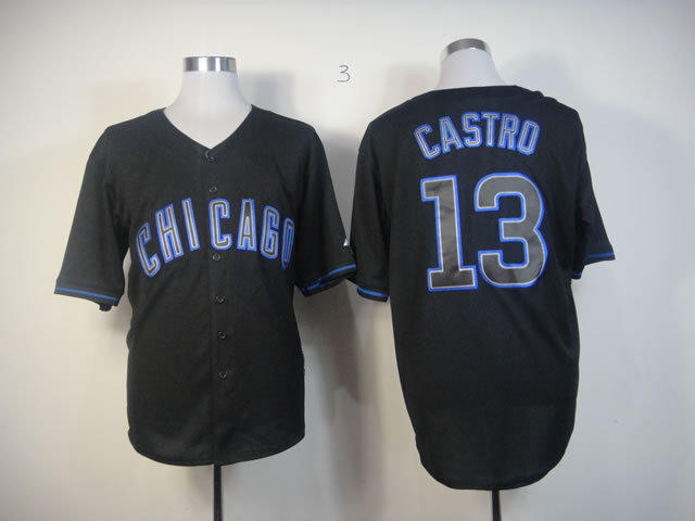 Men Chicago Cubs 13 Castro Black MLB Jerseys